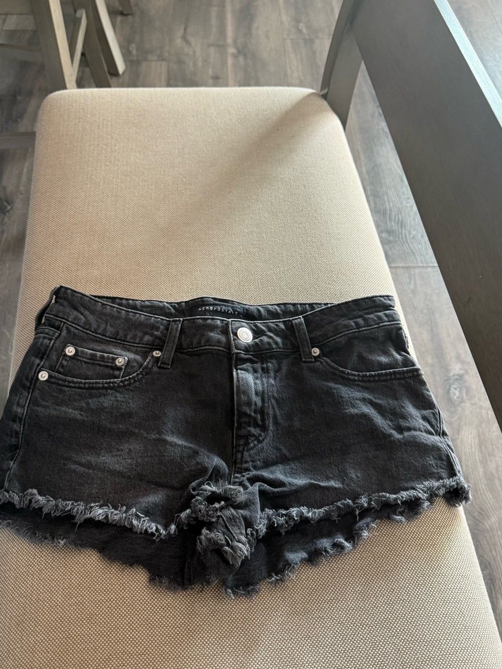 Aeropostale Black Frayed Hem Denim Cutoff Shorts